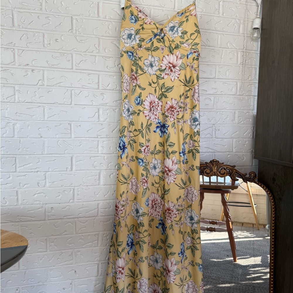 Chic Floral Yellow Maxi Dress